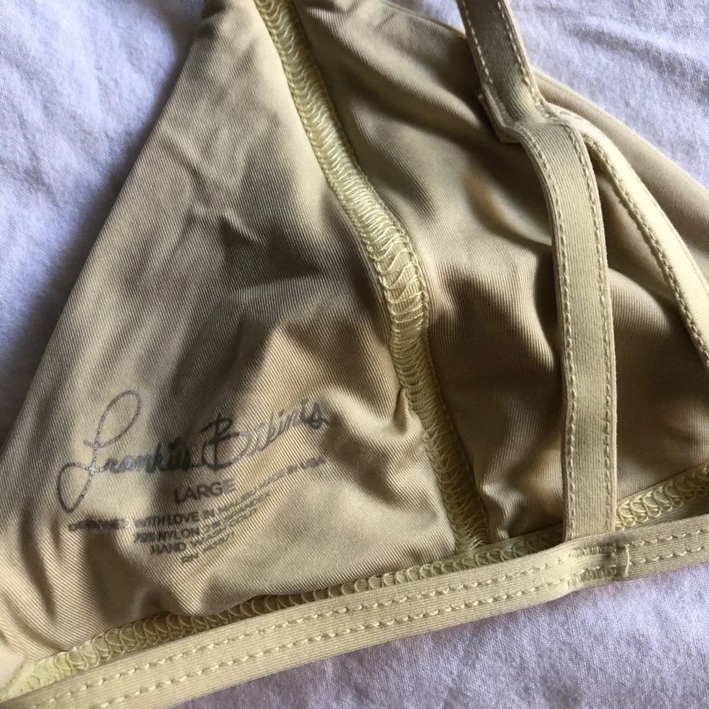 FRANKIES BIKINIS Valentina Triangle Bikini Top in Pastel Yellow L